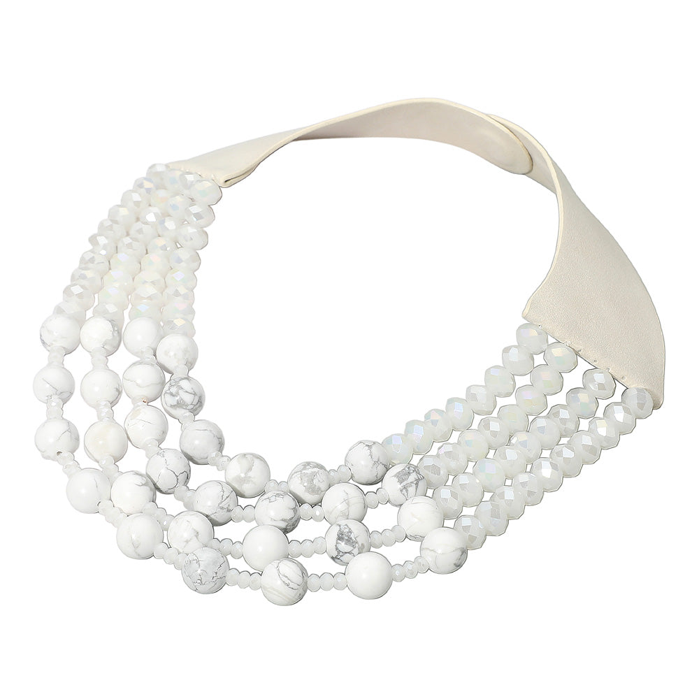 Becca White Chunky Beaded Magnetic Collar Necklace