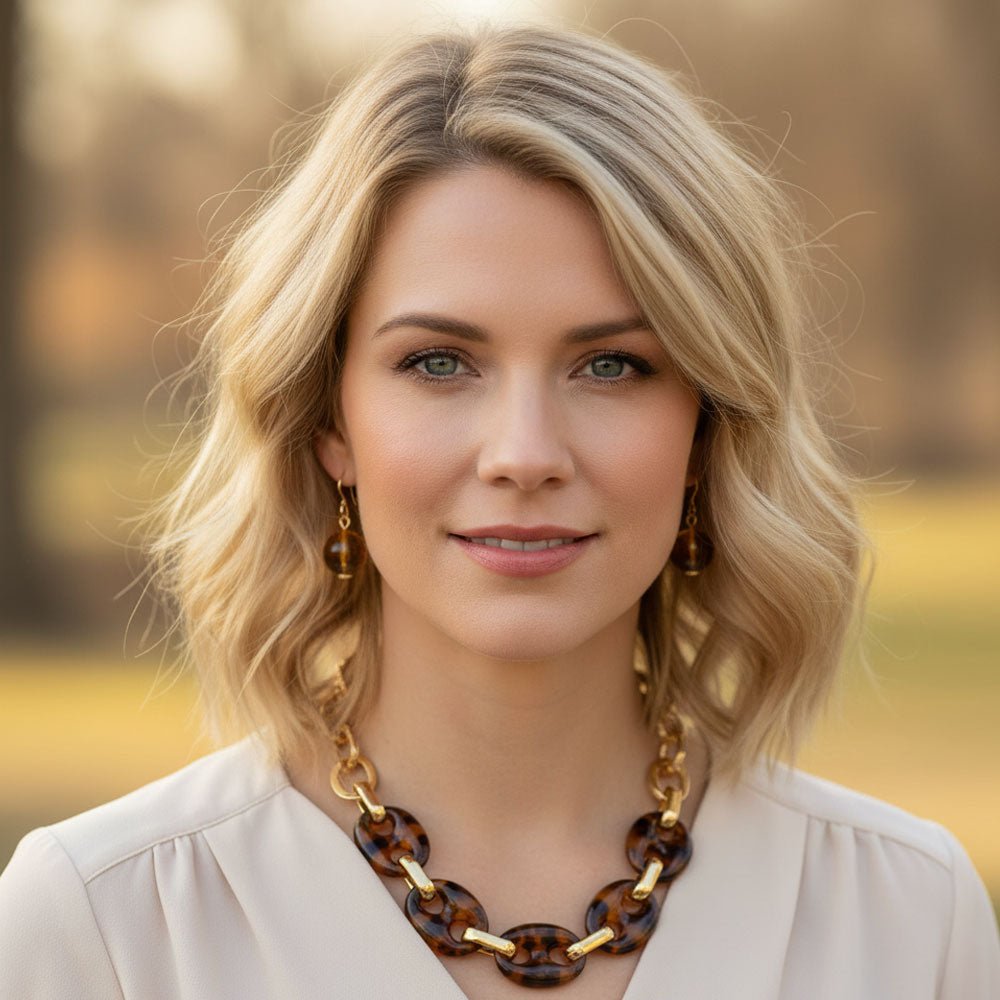 Cara Chunky Tortoise Mariner Link Necklace Set