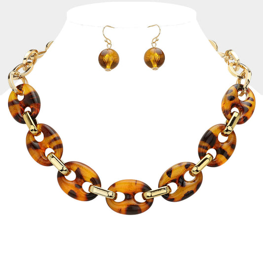Cara Chunky Tortoise Mariner Link Necklace Set