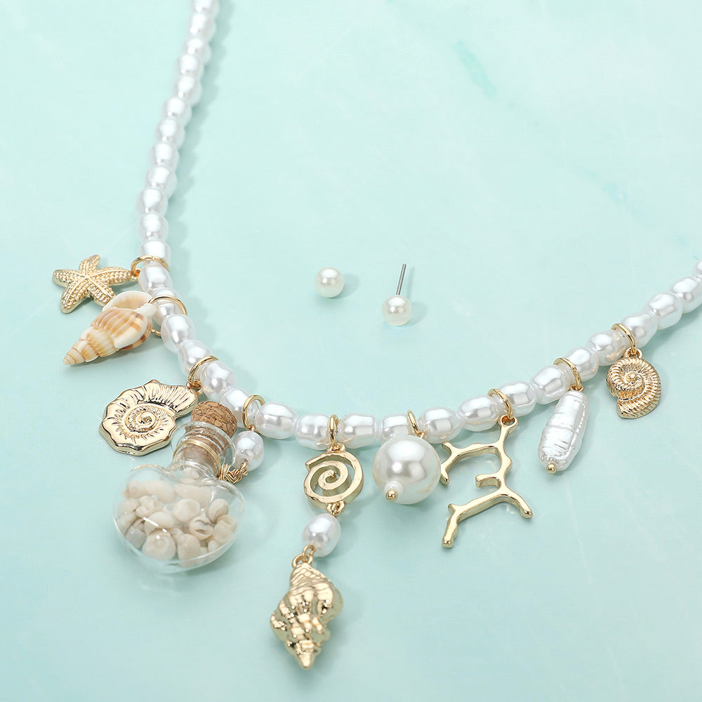 Message In A Bottle Pearl Charm Necklace
