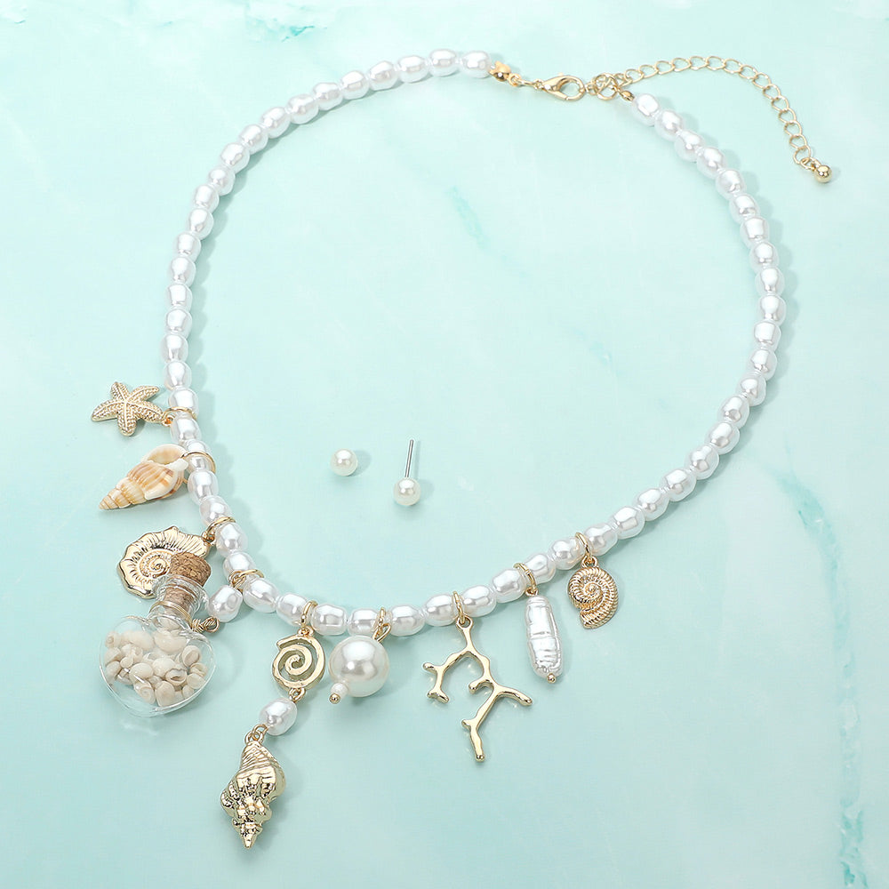 Message In A Bottle Pearl Charm Necklace