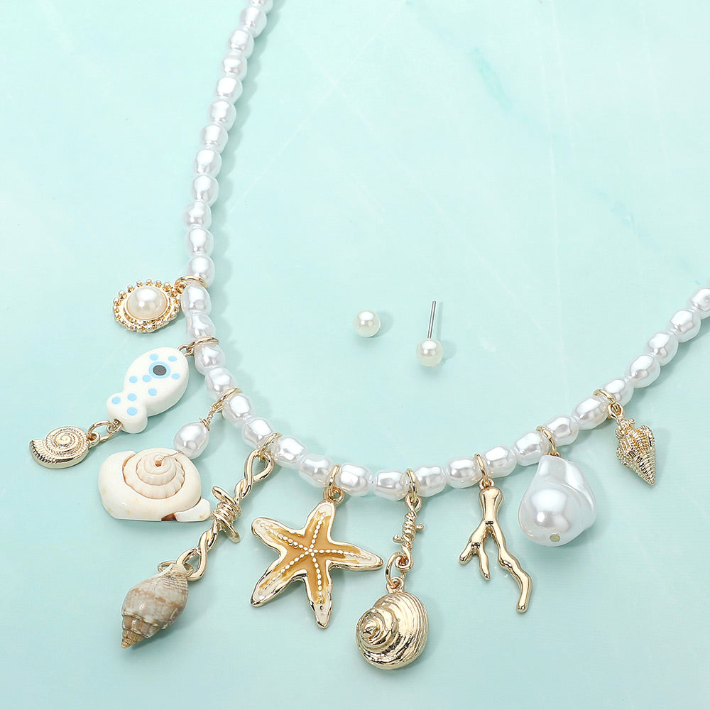 Coral Reef Couture Gold Charm Necklace