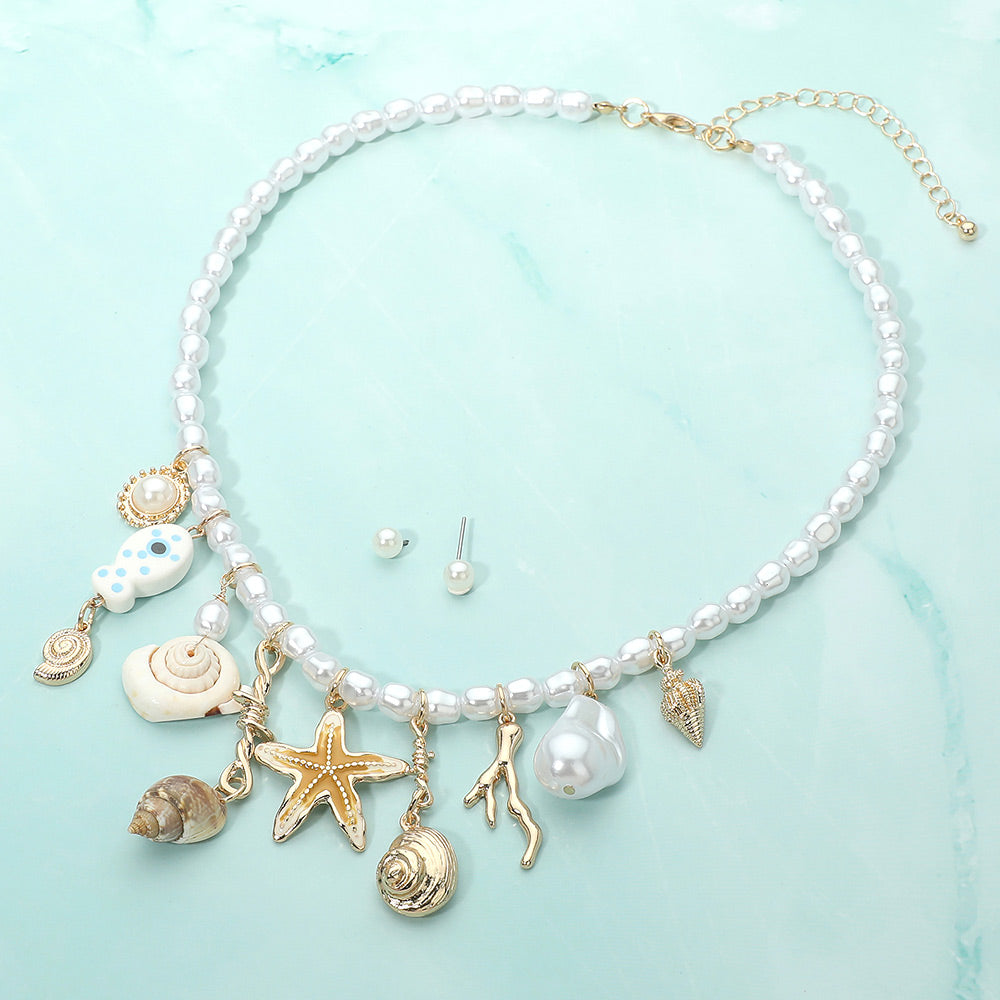 Coral Reef Couture Gold Charm Necklace