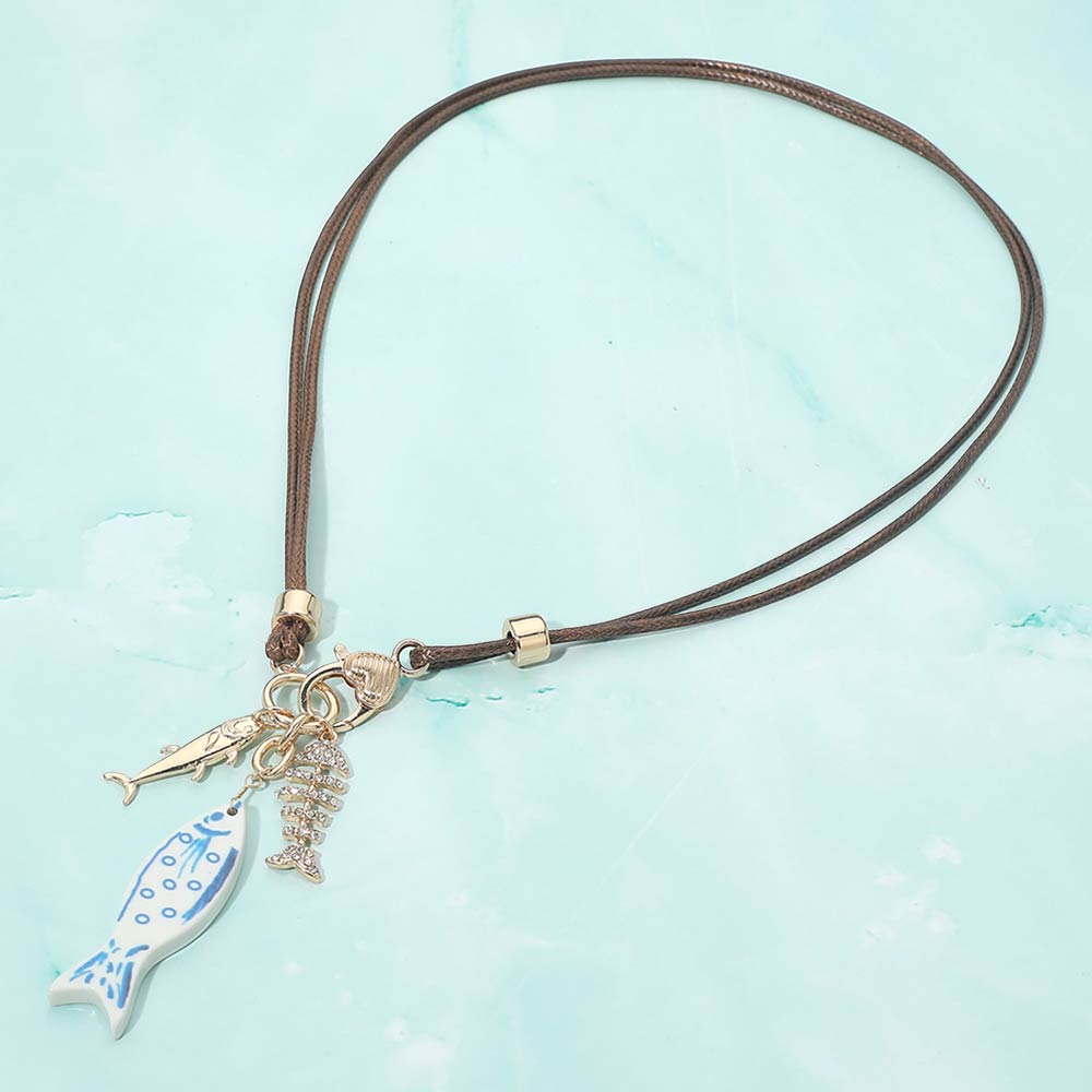 Ceramic Fish Corded Charm Necklace