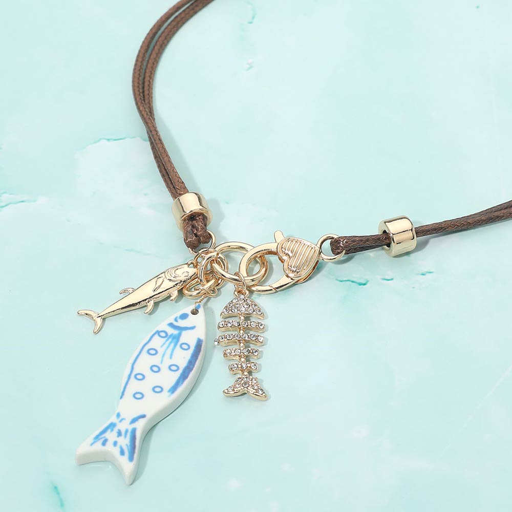 Ceramic Fish Corded Charm Necklace