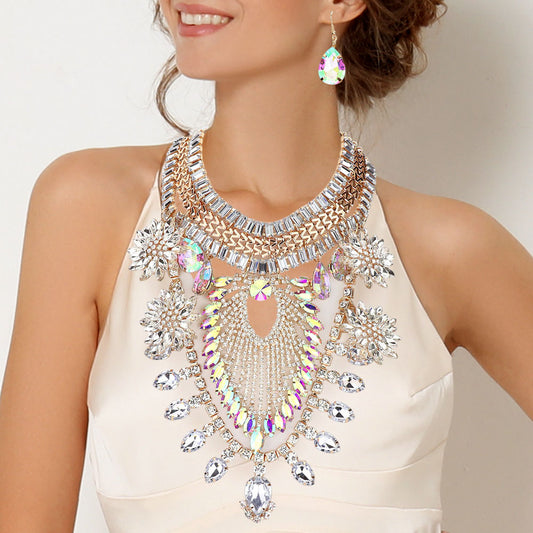 Arabella Stone Crystal Embellished Necklace Earrings SET