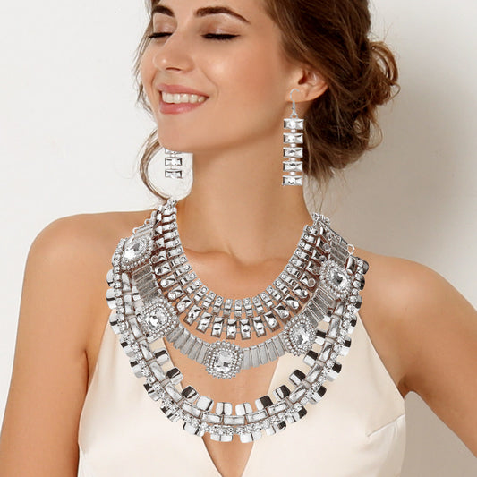 Jordana Stone Crystal Embellished Necklace Earrings SET