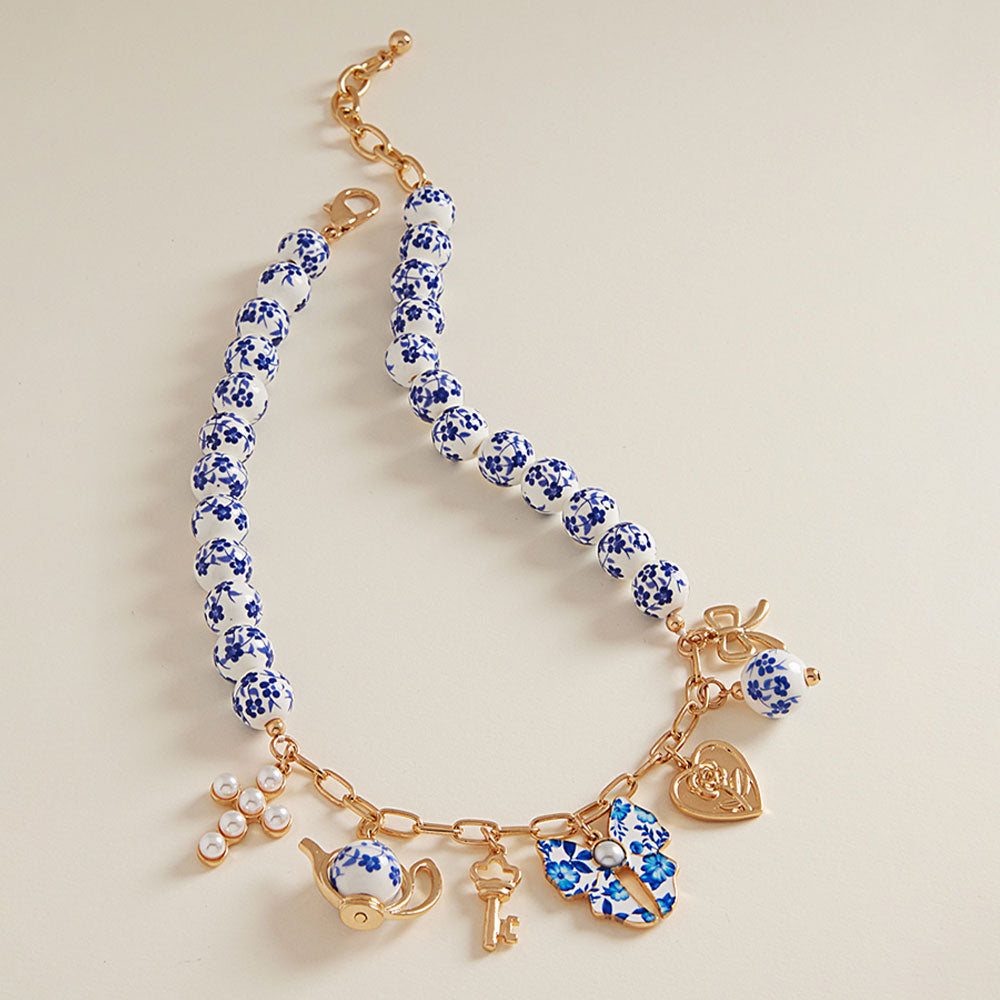 Tea For Two Beaded Charm Necklace