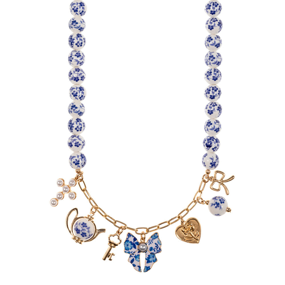 Tea For Two Beaded Charm Necklace