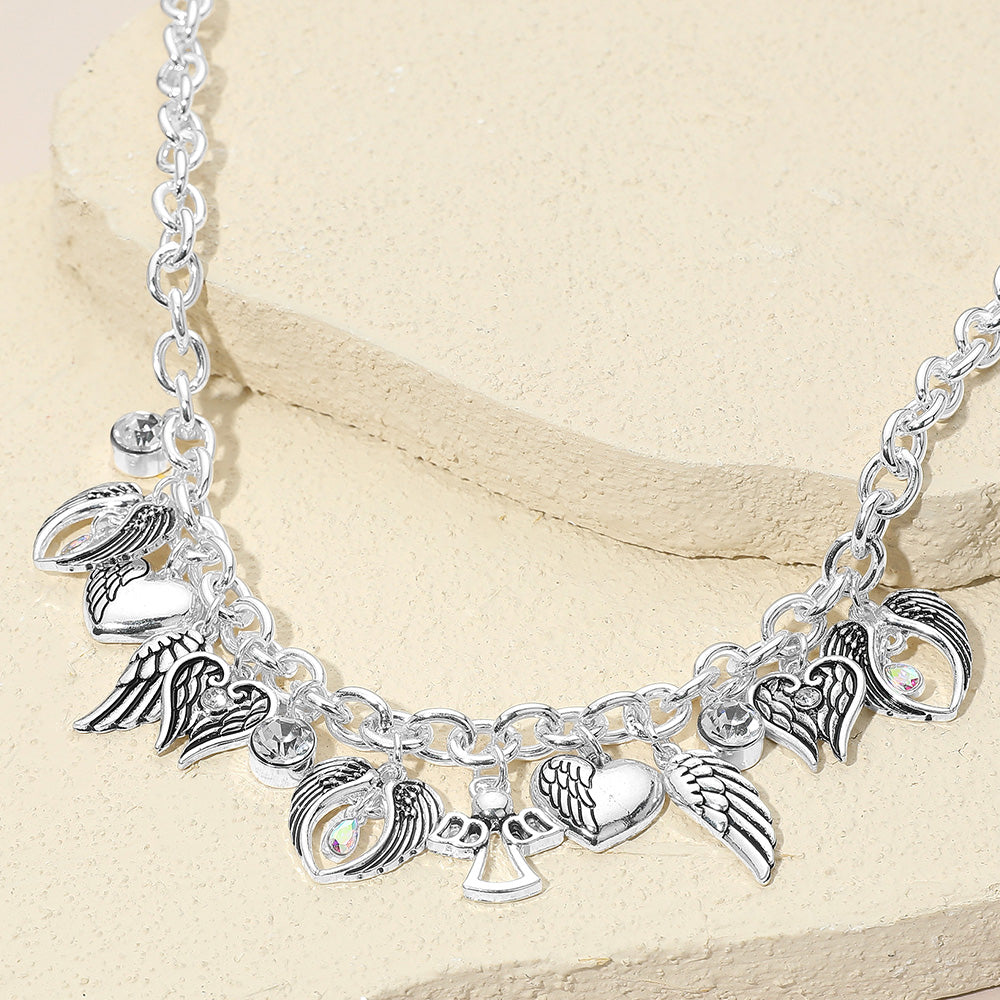 Gold On Angel Wings Charm Necklace