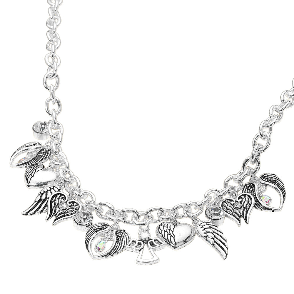Gold On Angel Wings Charm Necklace