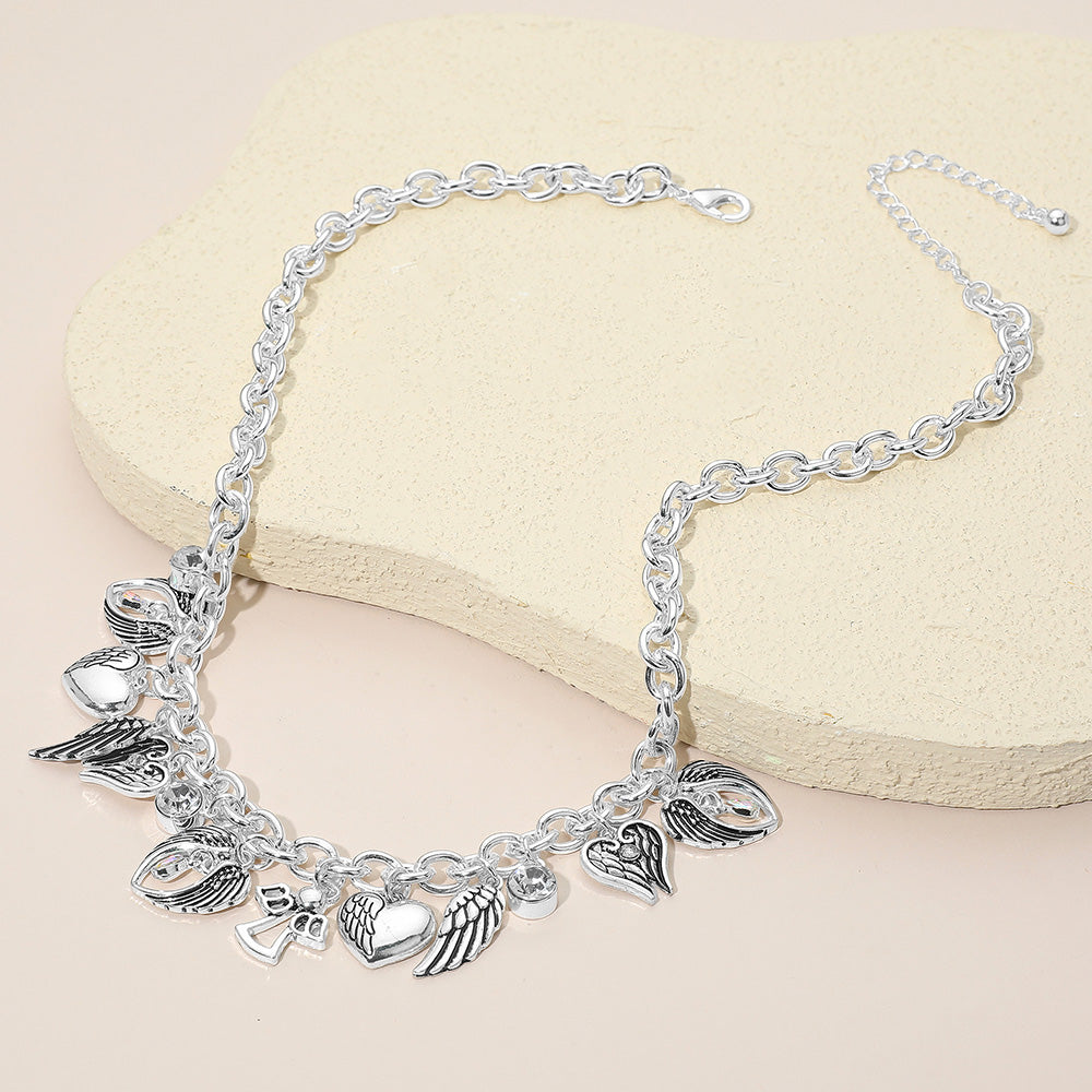 Gold On Angel Wings Charm Necklace