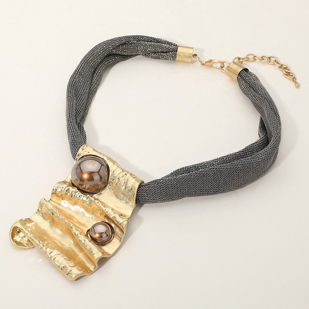 Micah Mesh Bold Gold Statement Necklace