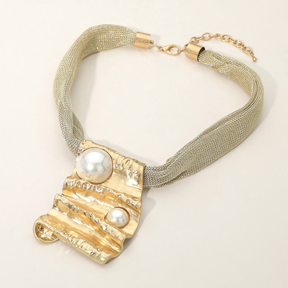 Micah Mesh Bold Gold Statement Necklace
