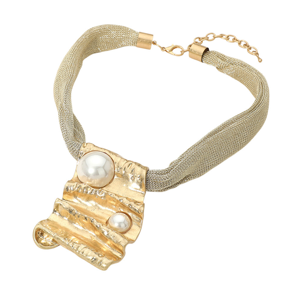 Micah Mesh Bold Gold Statement Necklace