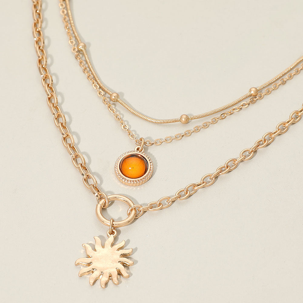 Rising Sun Layered Gold Chain Necklace