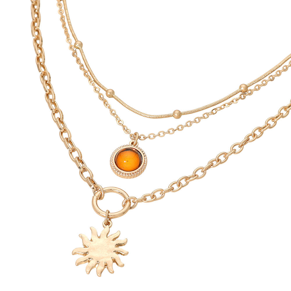 Rising Sun Layered Gold Chain Necklace