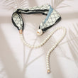 Pattern Print Fabric Scarf Pearl Necklace