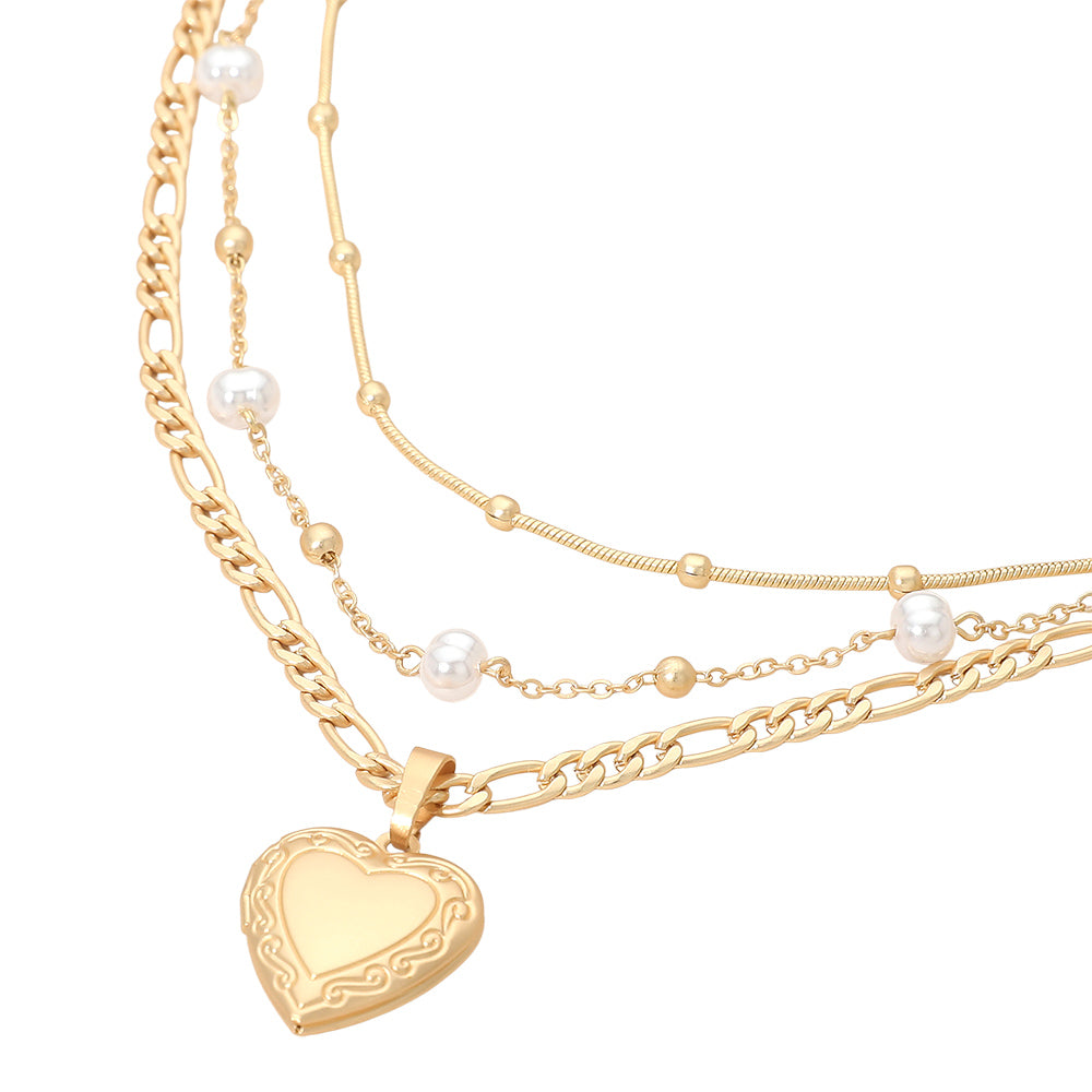 You Have My Heart 3PC Locket Layered Necklace