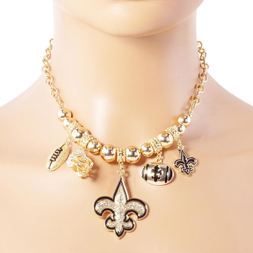 Fleur de Lis Football Charm Necklace