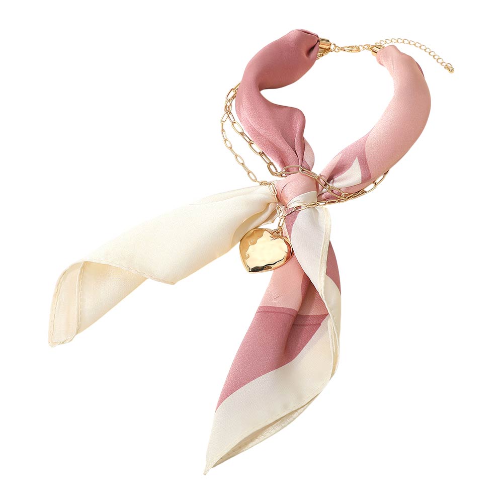 Ava Pink Gold Heart Scarf Statement Necklace