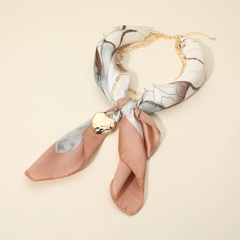 Ava Pink Gold Heart Scarf Statement Necklace