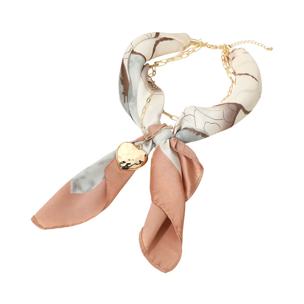 Ava Pink Gold Heart Scarf Statement Necklace