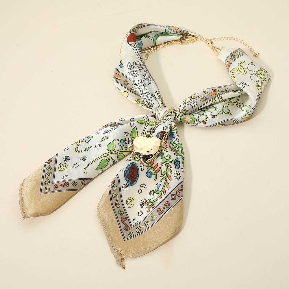Ava Green Gold Heart Scarf Statement Necklace