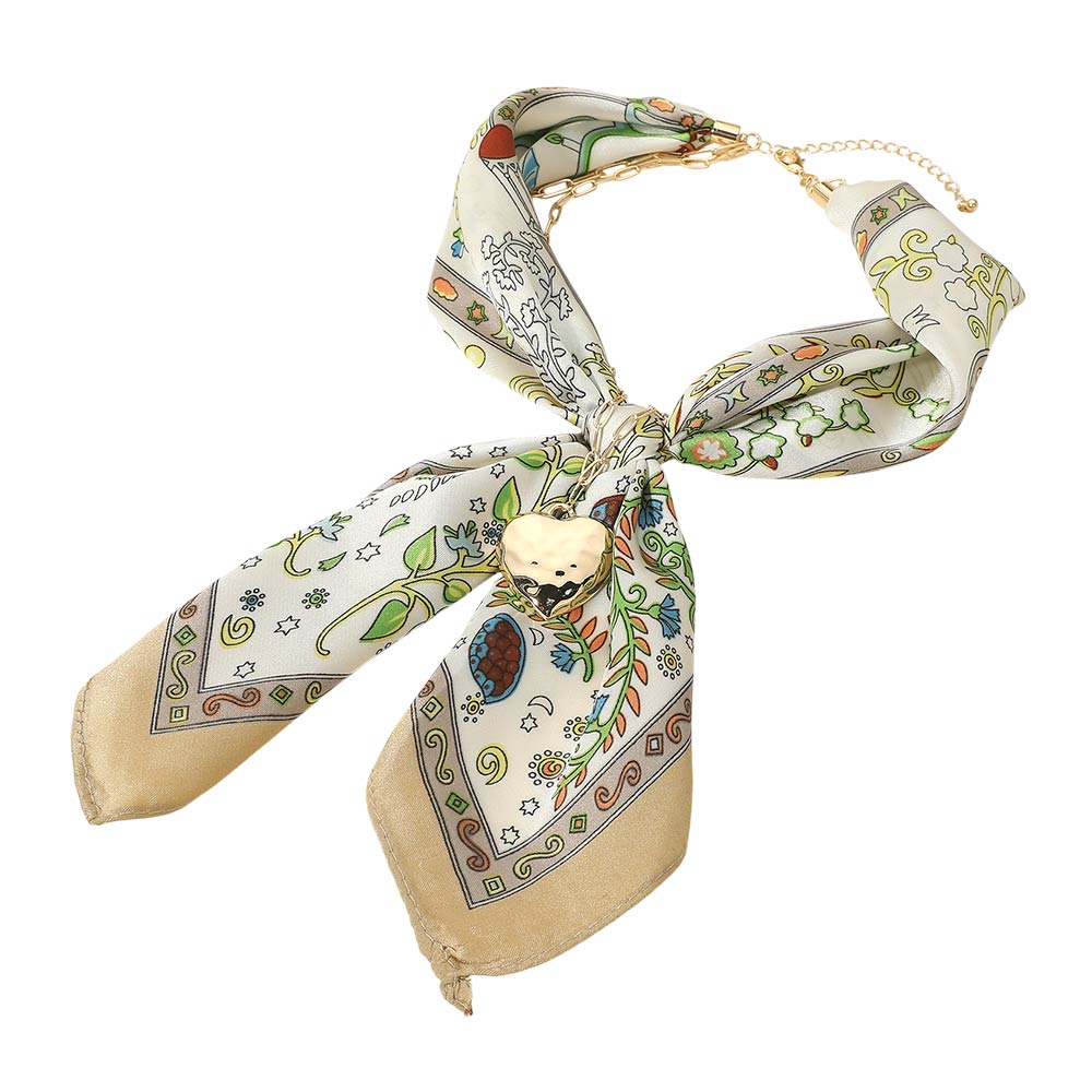 Ava Green Gold Heart Scarf Statement Necklace