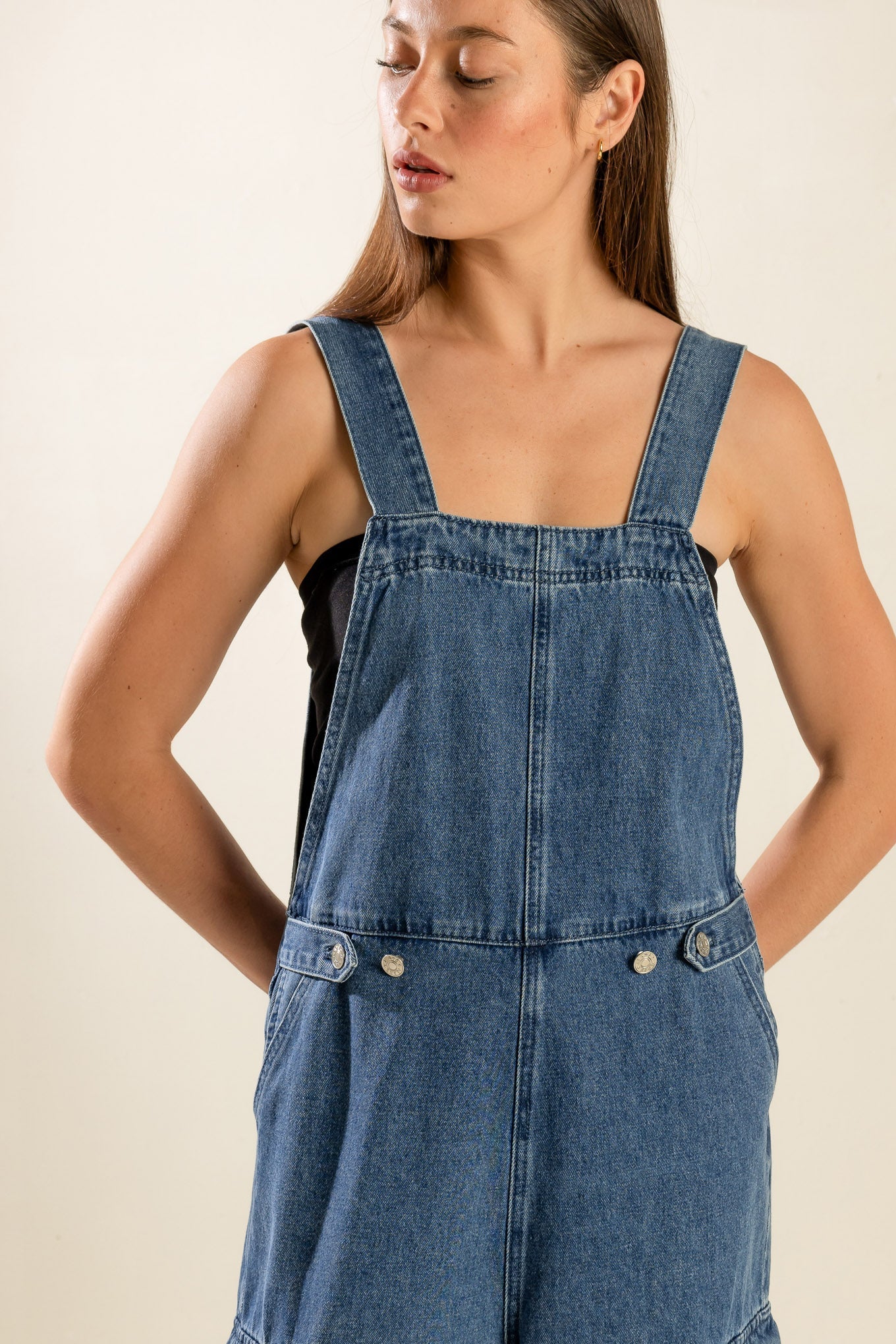LET ME TALK DENIM CARGO OVERALLS