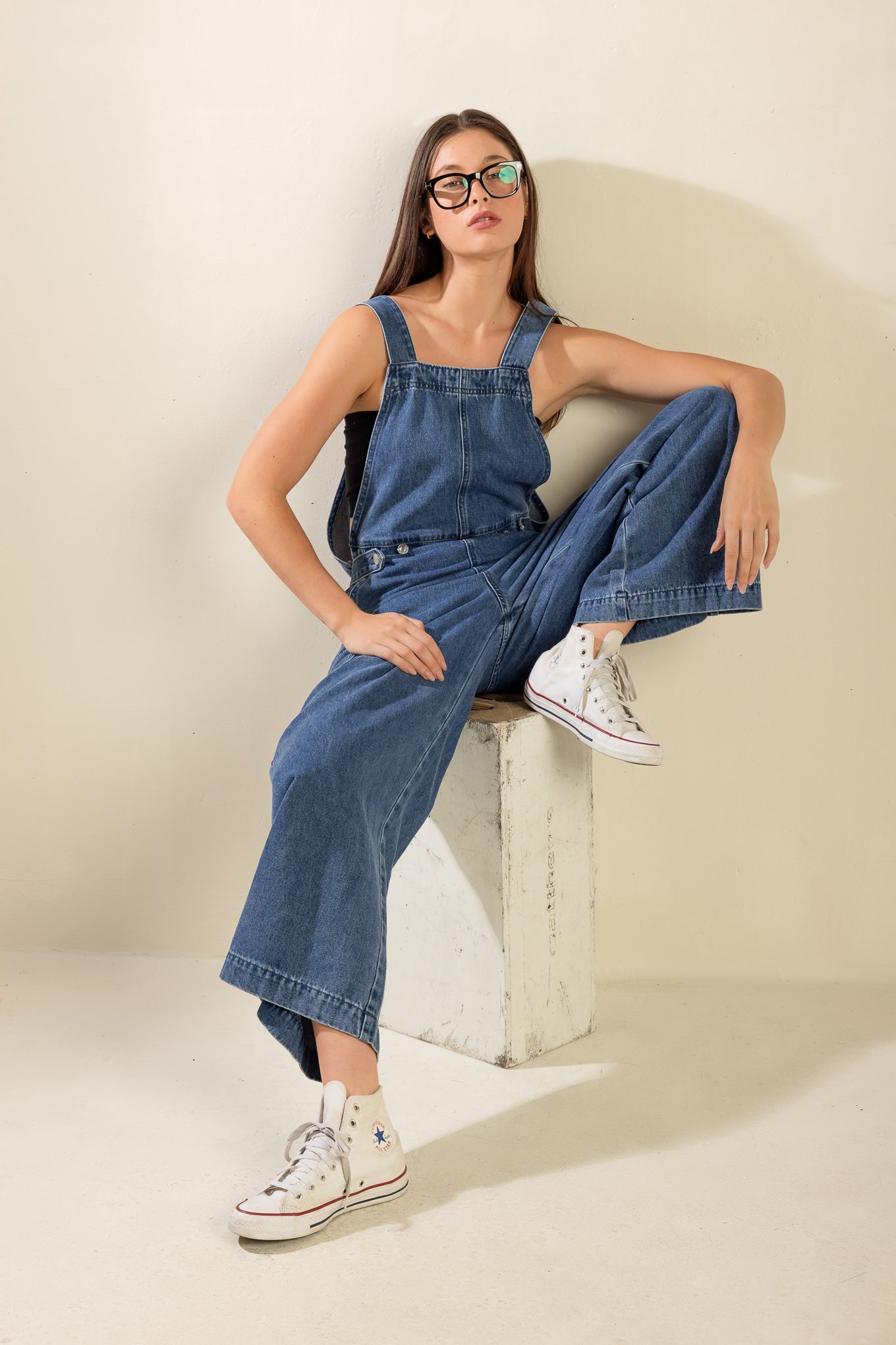 LET ME TALK DENIM CARGO OVERALLS
