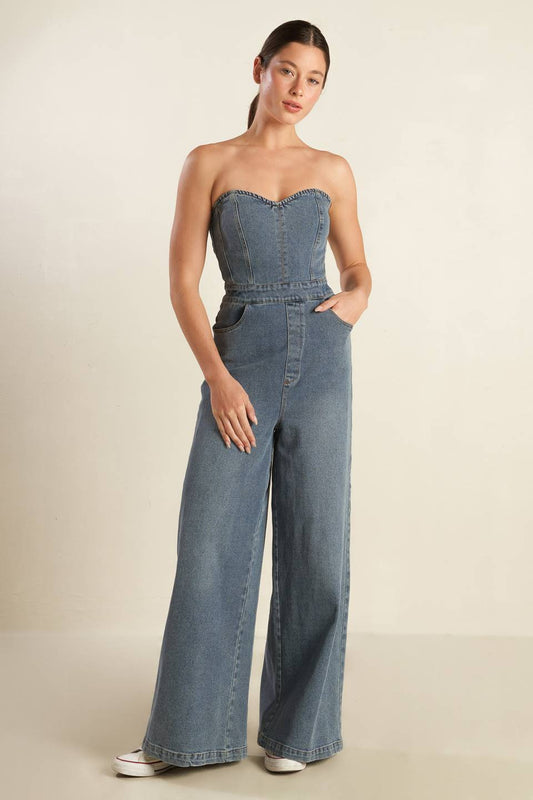 LOOK WHAT WE STARTED DENIM JUMPSUIT