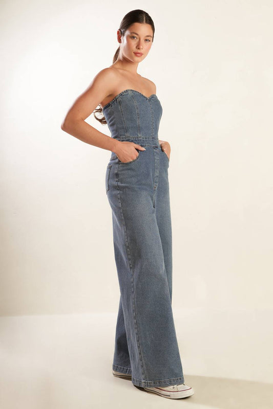 LOOK WHAT WE STARTED DENIM JUMPSUIT