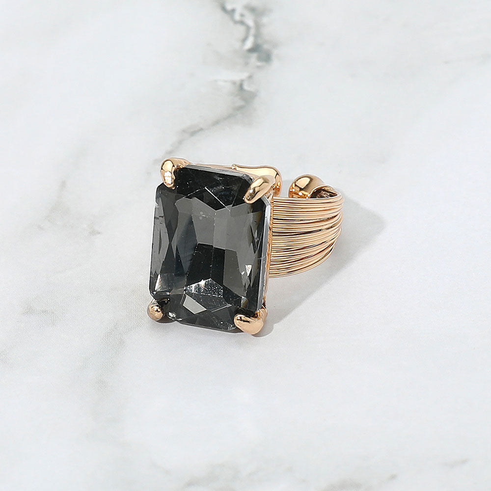 Emerald Cut Crystal Showgirl Ring