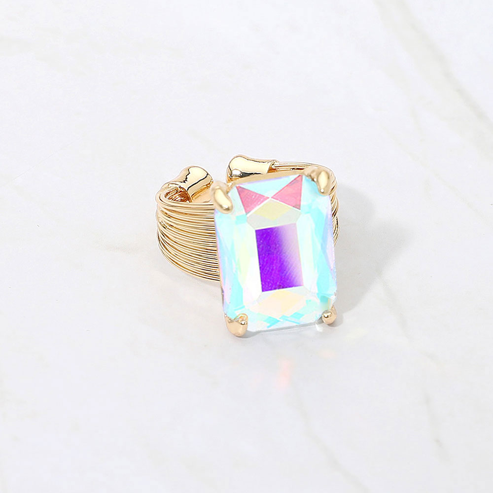Emerald Cut Crystal Showgirl Ring