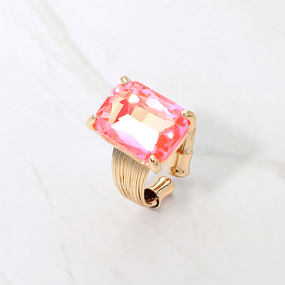 Emerald Cut Crystal Showgirl Ring