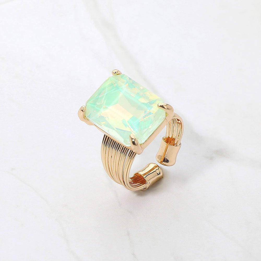 Emerald Cut Crystal Showgirl Ring