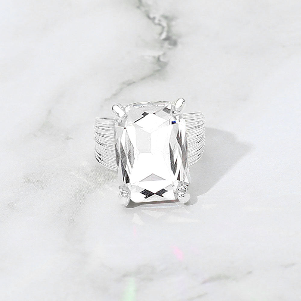 Emerald Cut Crystal Showgirl Ring
