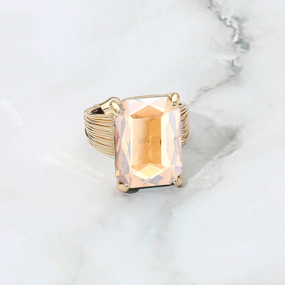 Emerald Cut Crystal Showgirl Ring