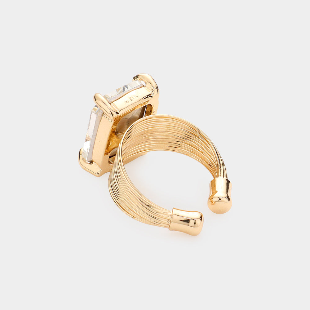 Emerald Cut Crystal Showgirl Ring