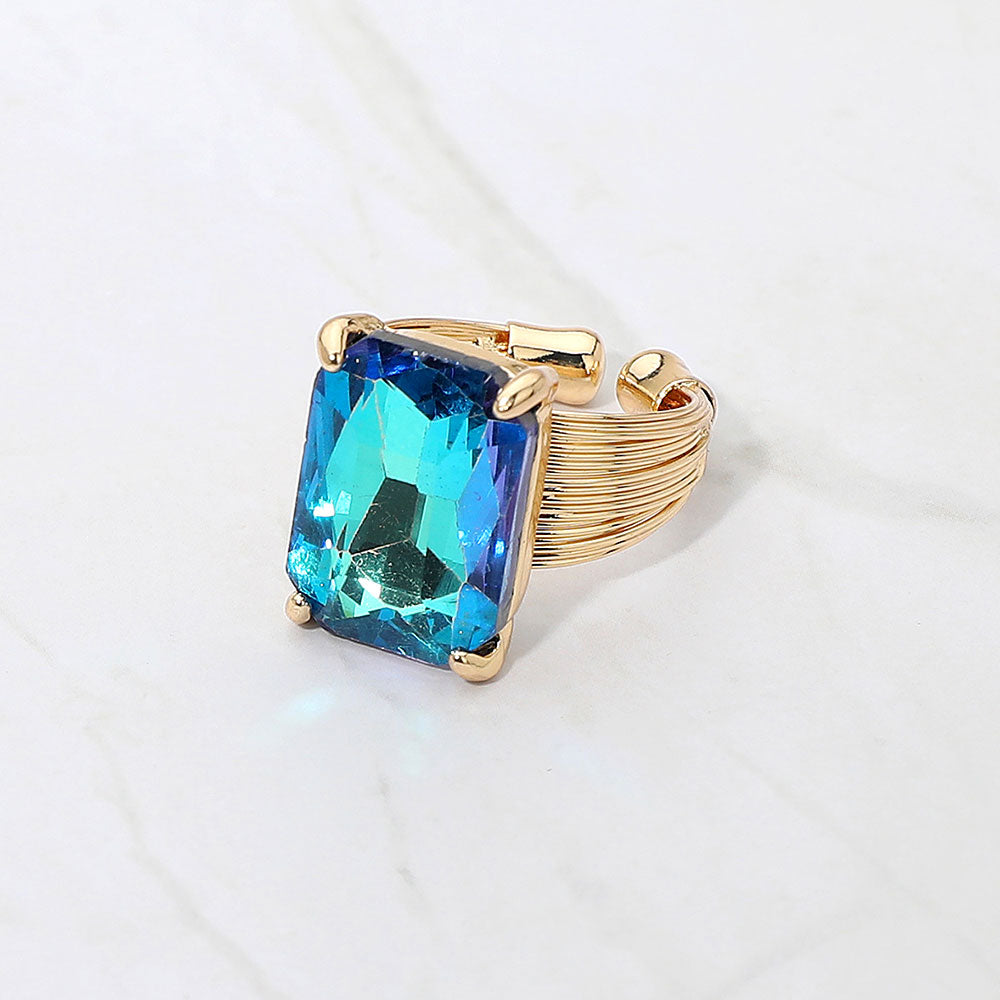 Emerald Cut Crystal Showgirl Ring