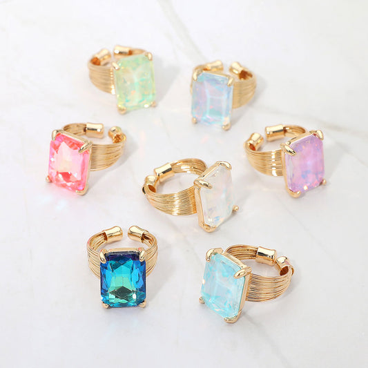 Emerald Cut Crystal Showgirl Ring