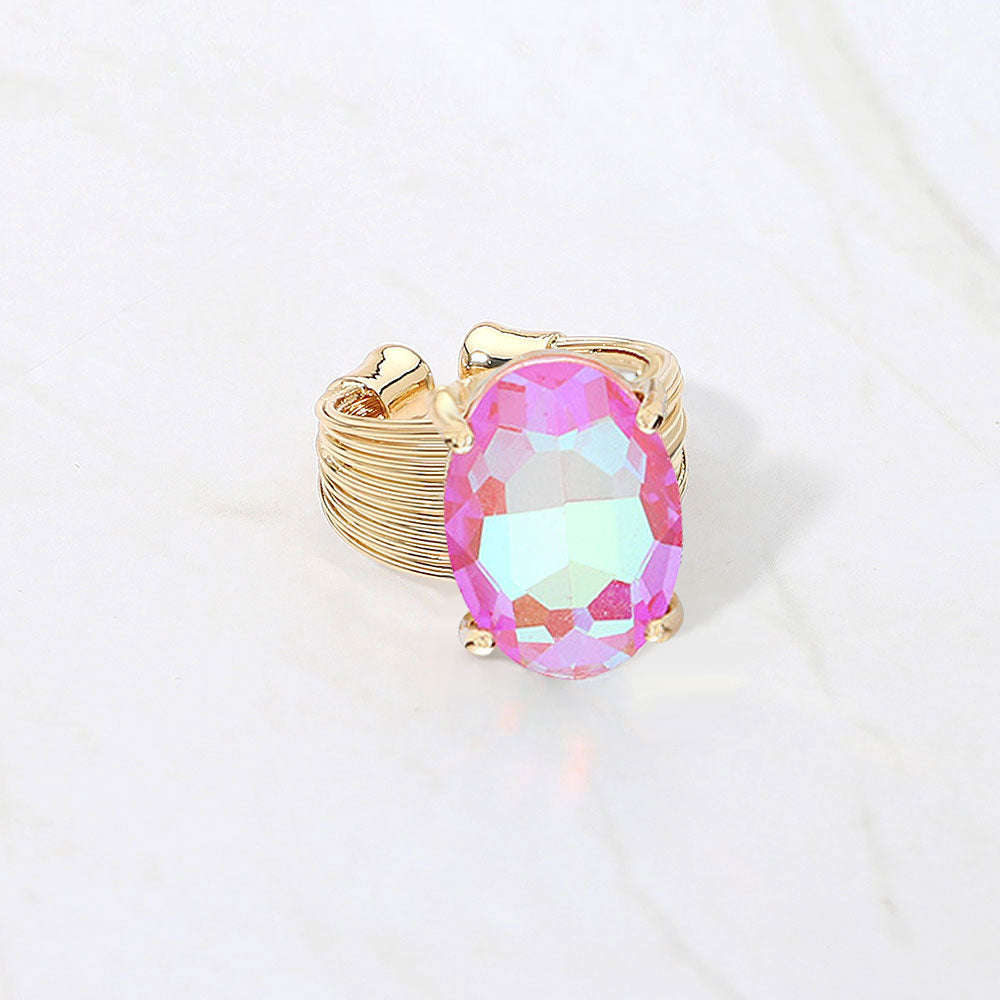 Oval Cut Crystal Showgirl Ring