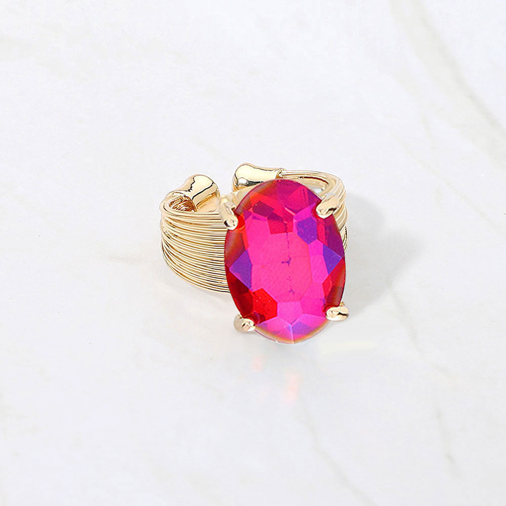 Oval Cut Crystal Showgirl Ring