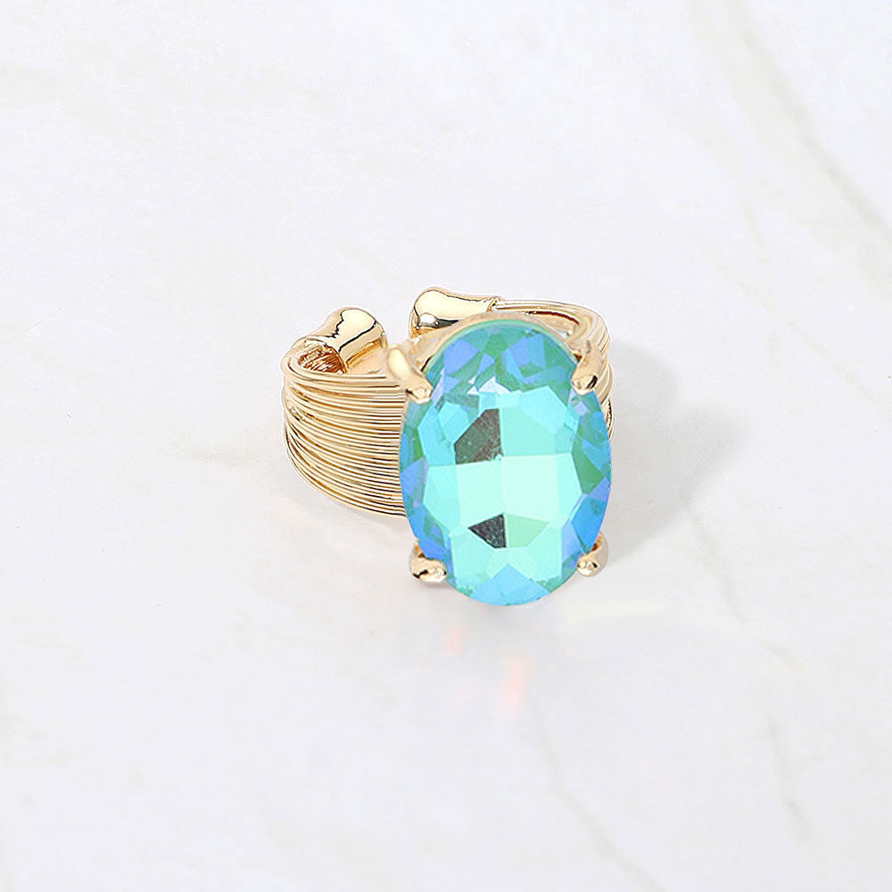 Oval Cut Crystal Showgirl Ring