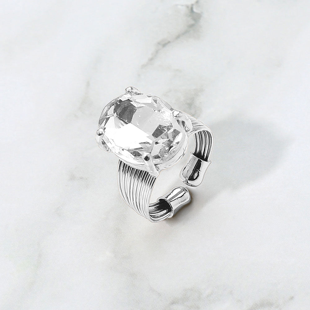 Oval Cut Crystal Showgirl Ring
