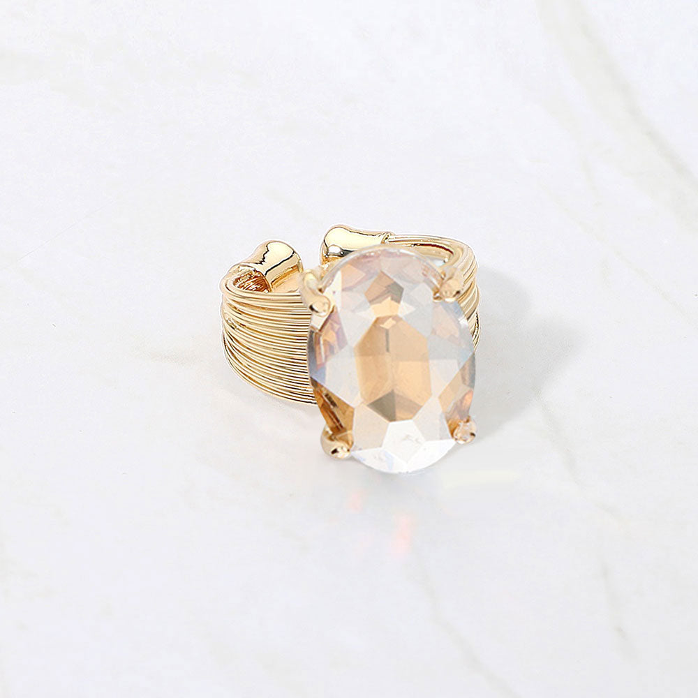 Oval Cut Crystal Showgirl Ring