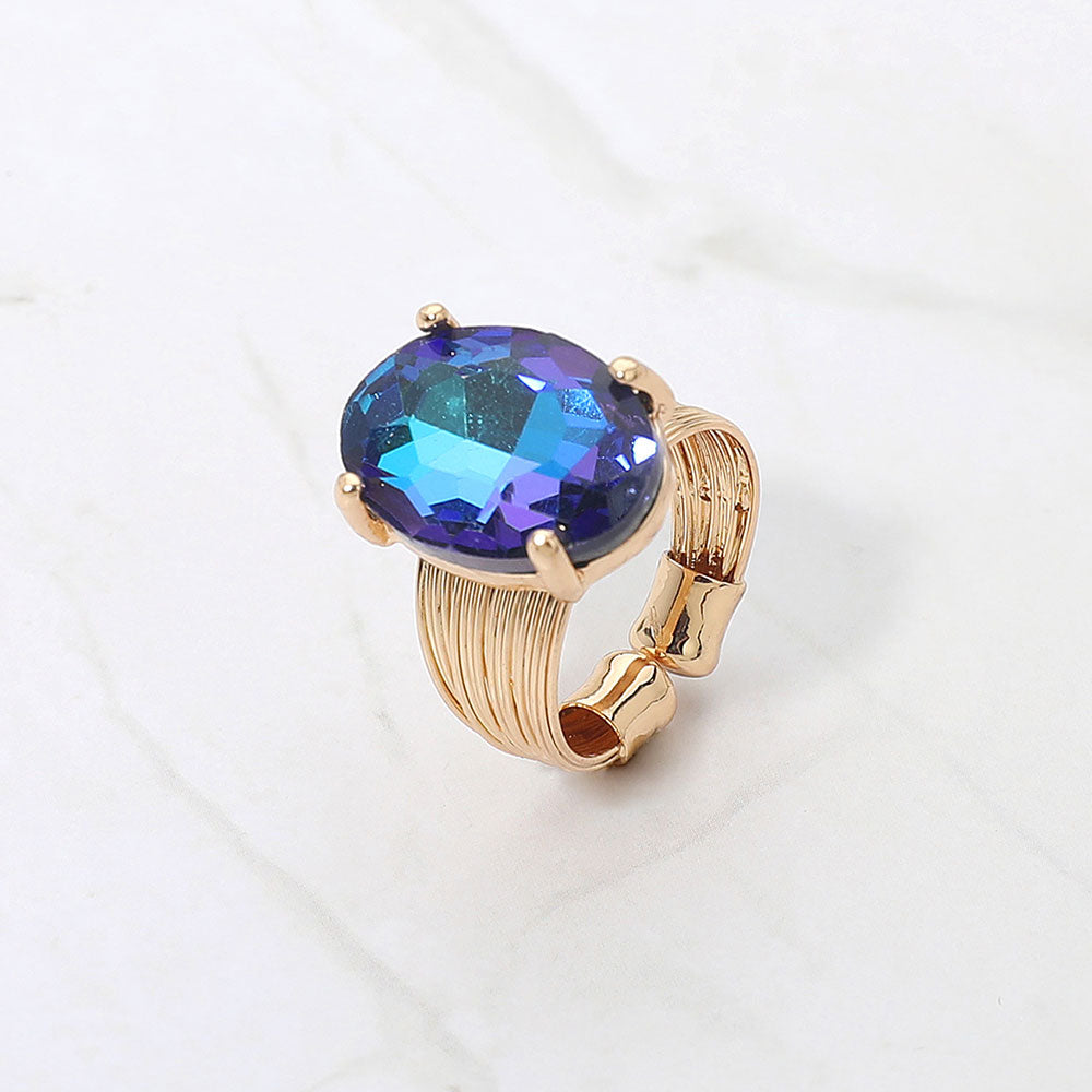 Oval Cut Crystal Showgirl Ring