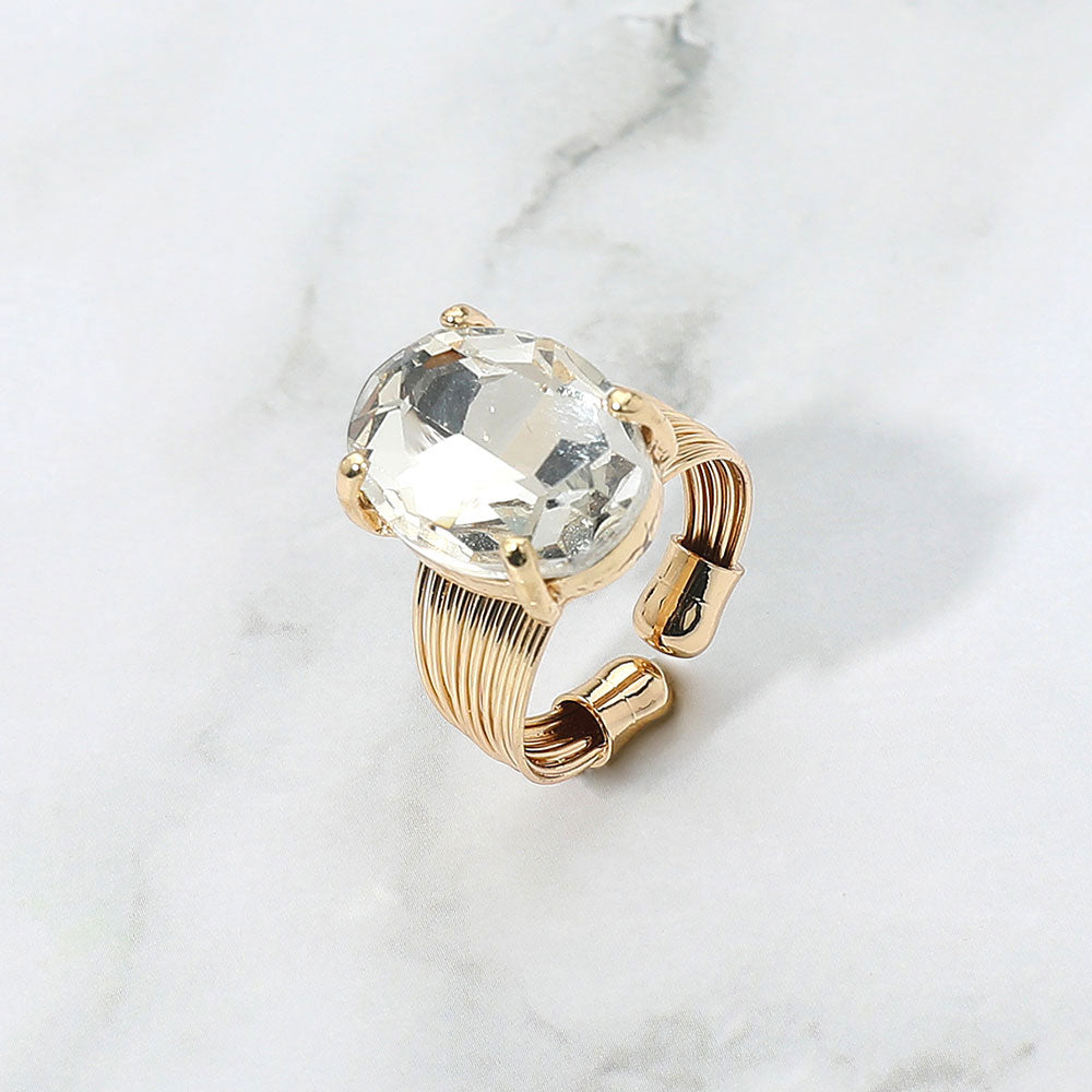 Oval Cut Crystal Showgirl Ring