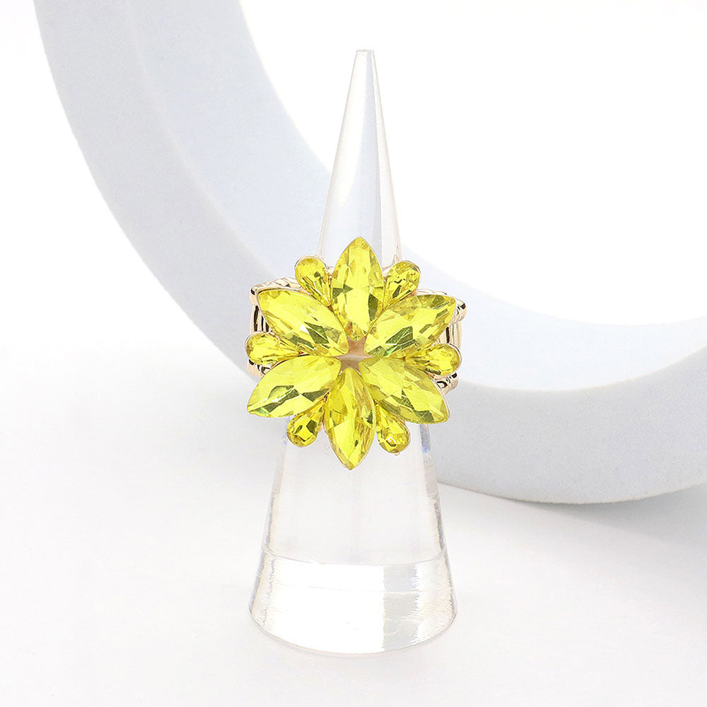 Flower Burst CZ Rhinestone Statement Ring